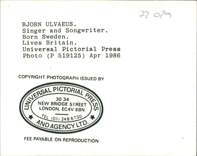 SONGWRITER PRESS SINGER BRITAIN - Vintage Photograph