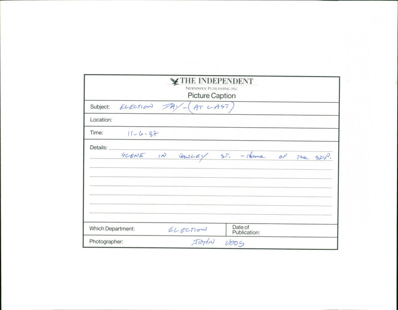 Election 1987 - Vintage Photograph