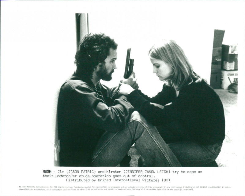 Jason Patric and Jennifer Jason Leigh in "Rush" - Vintage Photograph