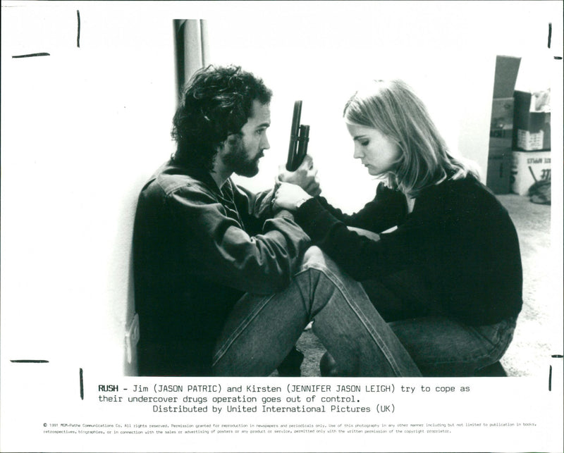 Jason Patric and Jennifer Jason Leigh in "Rush" - Vintage Photograph