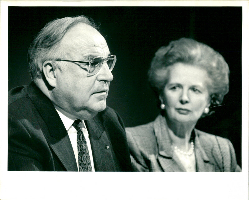 Margaret Thatcher and Helmut Kohl - Vintage Photograph