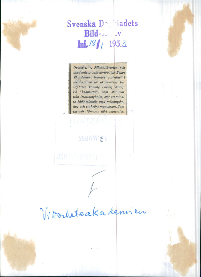 Vitterhetsakademien, Dr. Bengt Thordeman - Vintage Photograph