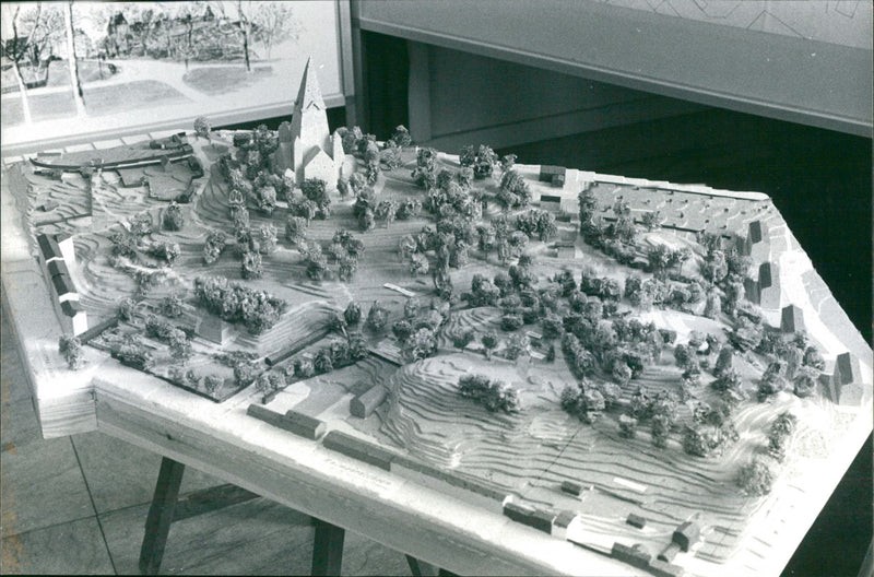 Vitabergsparken proposal model is displayed at the City Library - Vintage Photograph
