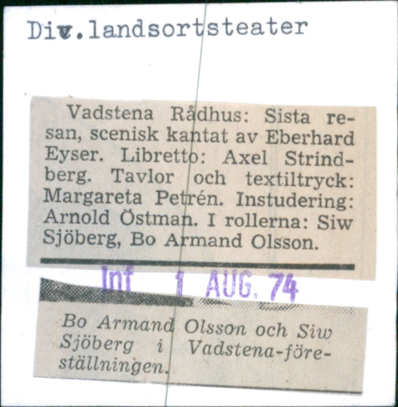 Bo Armand Olsson and Siw Sjöberg - Vintage Photograph