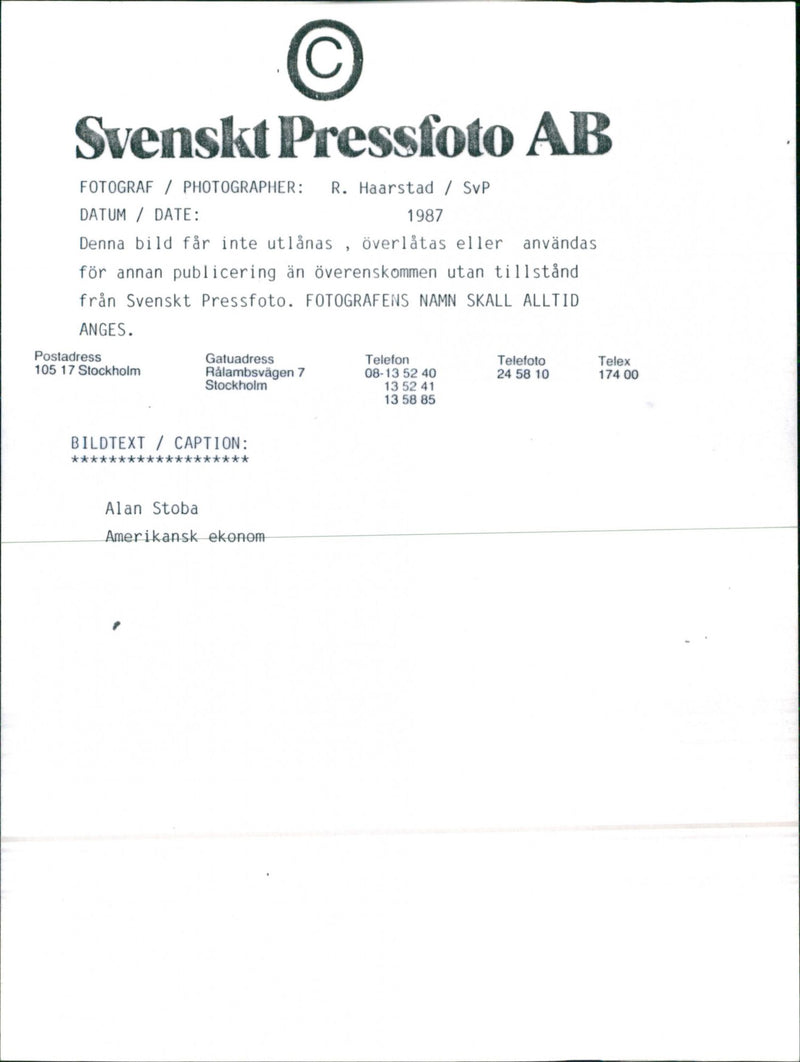 1987 OTHE TELEPHONE AMEICAN CAPT HAARSTAD UNIVERSAL KEYSTONE AMERICAN WRITER - Vintage Photograph