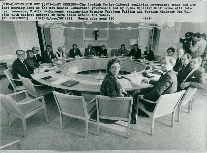 The Swedish Centre-Liberal coalition government, Olof Palme - Vintage Photograph