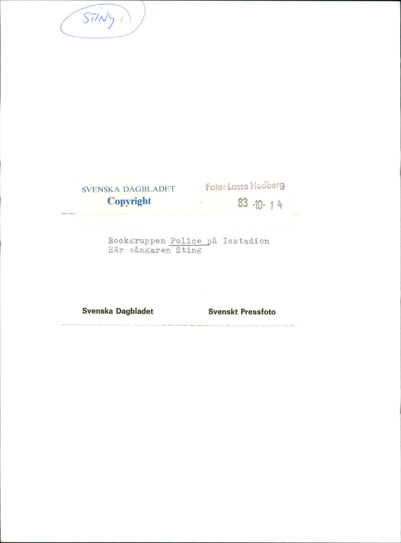 Singer Sting - Vintage Photograph