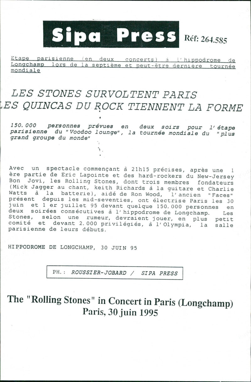 1995 SOUVOLTENT UNE OCK PEUT LEIF JANSSON JAGGER CONCERT PRESS ROCK PARIS - Vintage Photograph