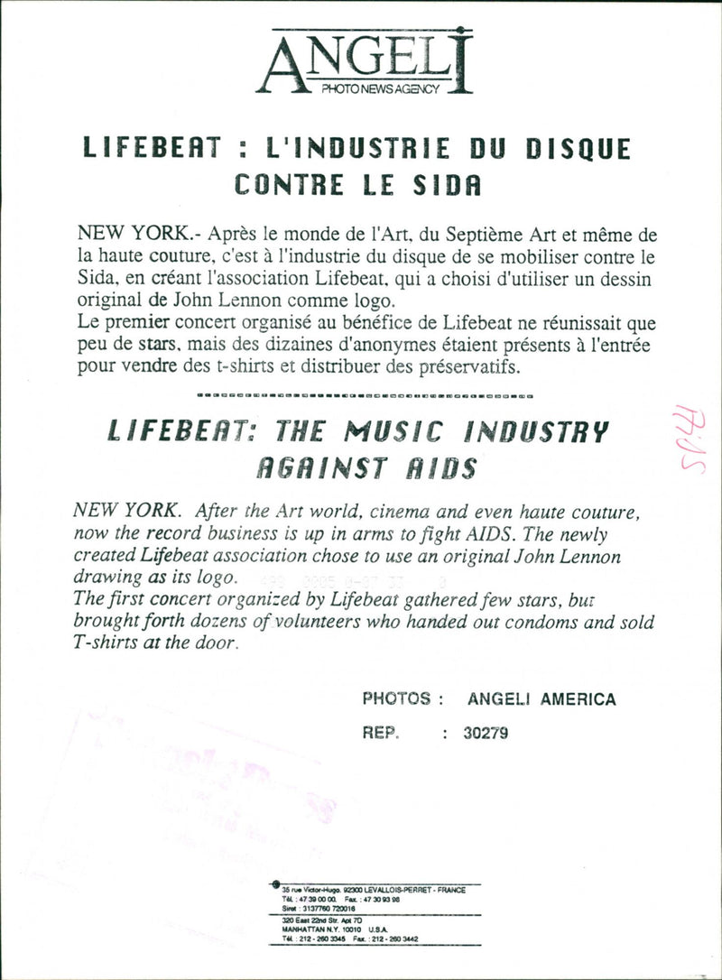 LIFEBEAT: THE MUSIC INDUSTRY AGAINST AIDS - Vintage Photograph