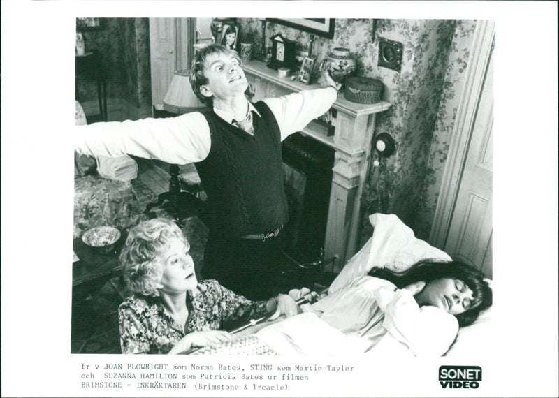 Joan Plowright, Sting and Suzanna Hamilton in the film Brimstone & Treacle - Vintage Photograph