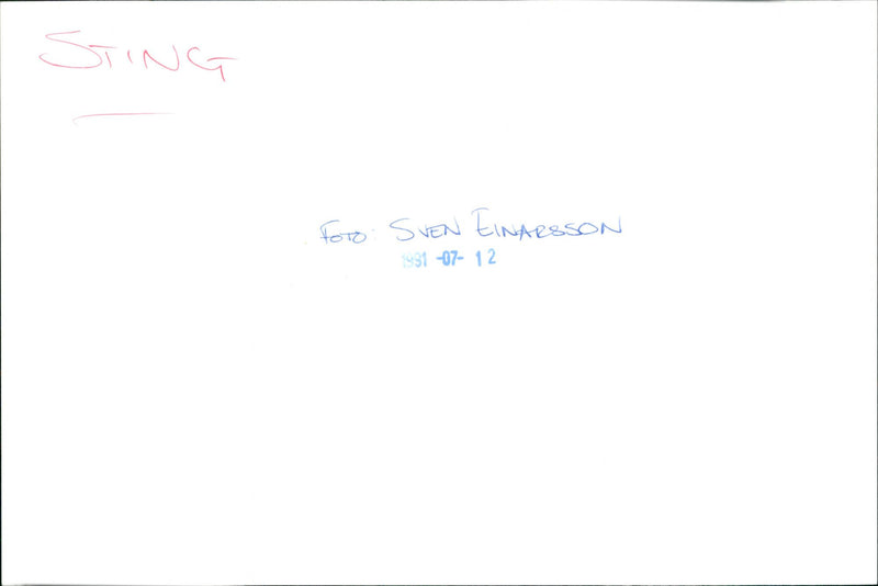 Sting - Vintage Photograph