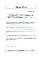 Sting with his wife Trudie Styler at the premiere of "Gentlemen DonÂ´t Eat Poets" - Vintage Photograph