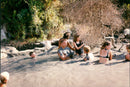Dustin Hoffman and Sting with families get mud in Turkey - Vintage Photograph