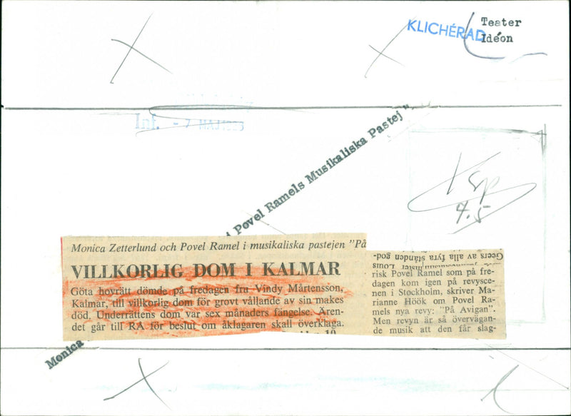 Monica Zetterund and Povel Ramel in "Musical Paste" at the IdÃ©on theater - Vintage Photograph