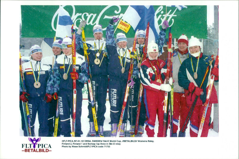 Skiing is competition sports and exercise on snow with skis and boards - Vintage Photograph