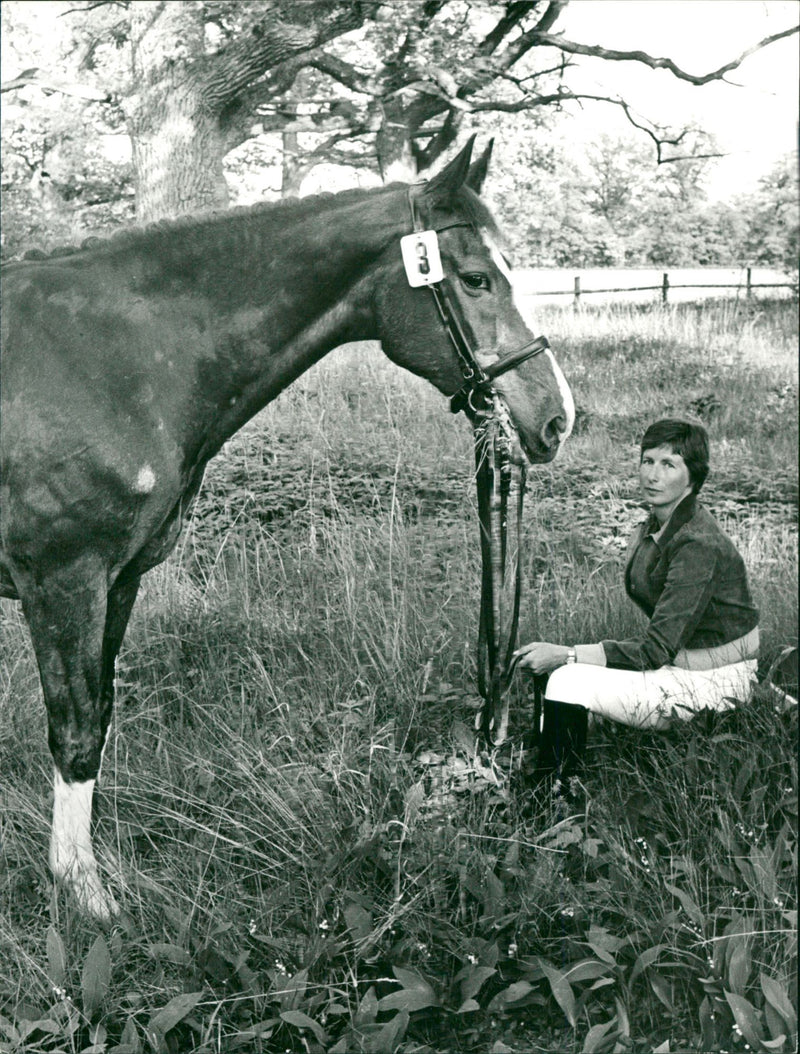 Ulla Håkansson, Swedish equestrian. - Vintage Photograph