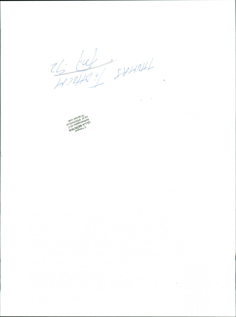 TOMAS KHOLM MONTAN STOG SHOCK BELLMANSGATAN DULLA POET - Vintage Photograph