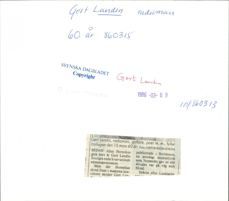 1986 AFTER RADIOMAN ONLY ANTHOLOGY SEDAN STUDENT HERNELIUS REMAINING GOLFER POET - Vintage Photograph