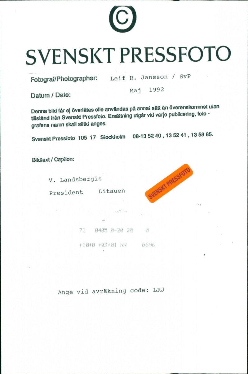 1992 GAPH PHOTOGAPHS IMAGE EACH OVE LEIF JANSSON PRESIDENT POLAR PRIZE MUSIC - Vintage Photograph