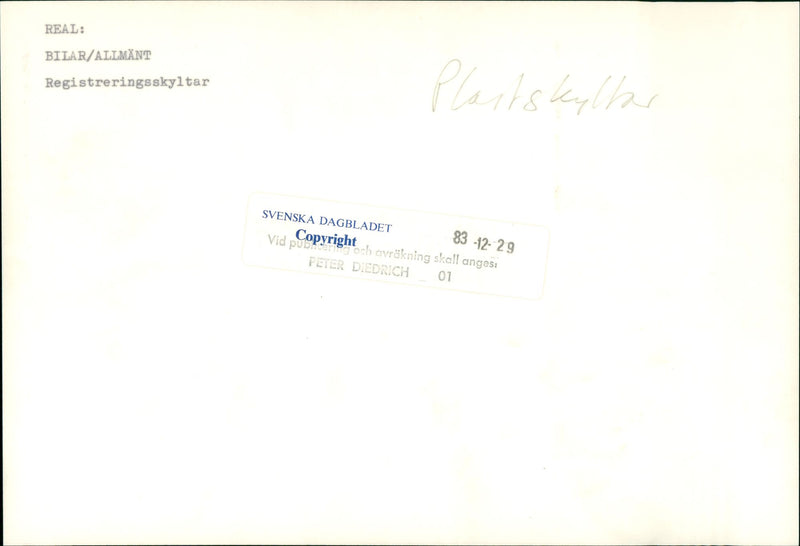 Cars General Registration - Vintage Photograph