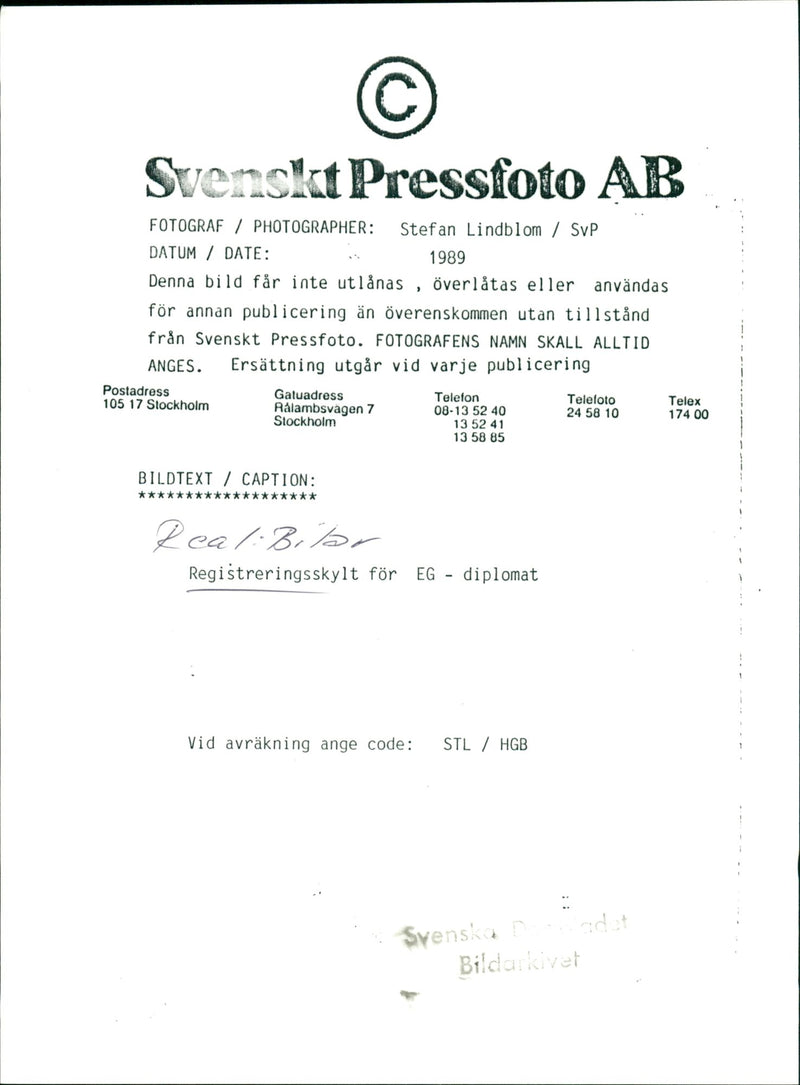 Cars Registration plate - Vintage Photograph