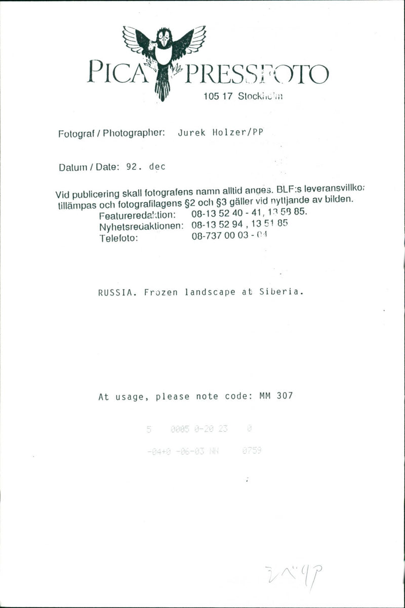 1952 DESK LANDSCAPE SIBERIA IMAGE DELIVERY BLFS STOCKILO RUSSIA - Vintage Photograph