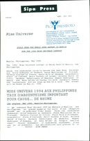 Miss Universe contest in Manila. Barbara Kahatjipara from Namibia - Vintage Photograph