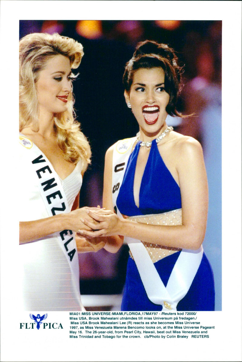 The winner of the Miss Universe 1997 Miss USA Brook Mahealani - Vintage Photograph