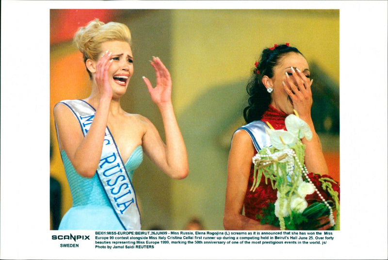 Miss Europe 1999. The winner Miss Russia in tears - Vintage Photograph