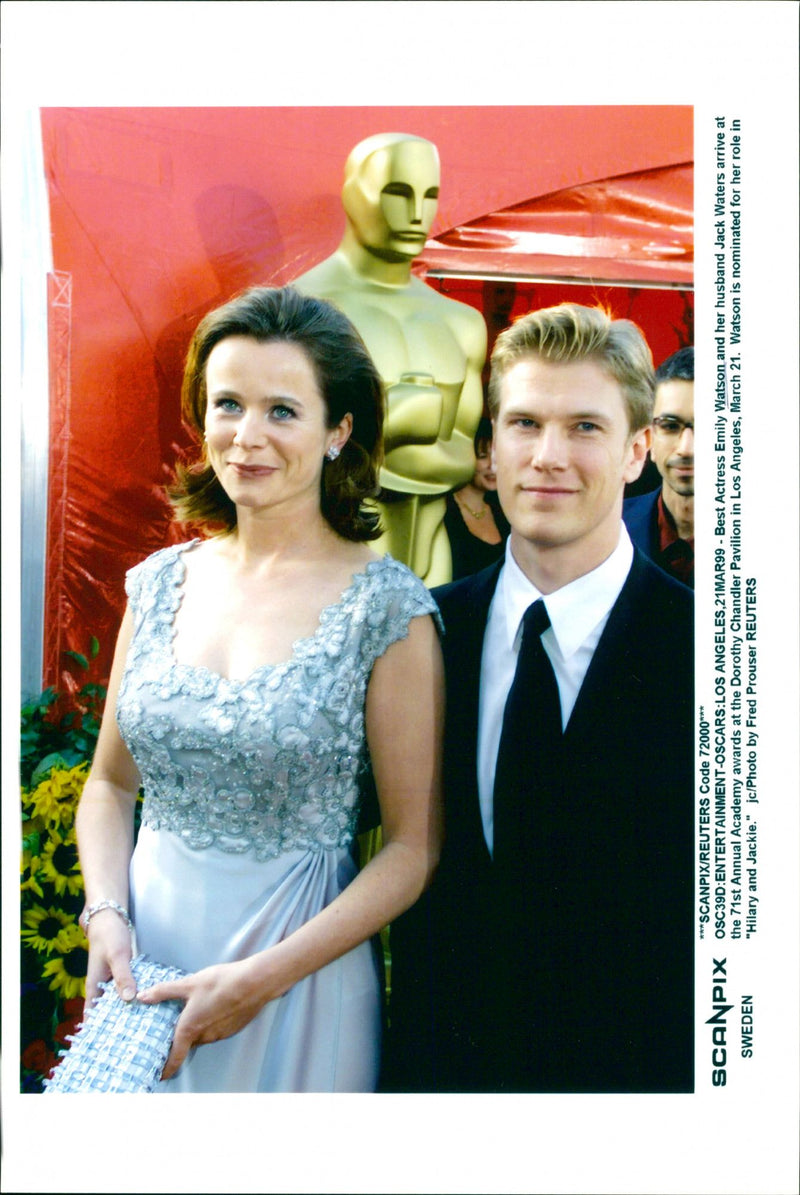 Emily Watson with husband Jack Waters at the Oscars gal - Vintage Photograph