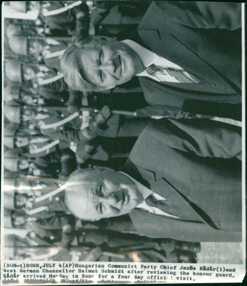 Janos Kadar and West German Helmut Schmidt - Vintage Photograph