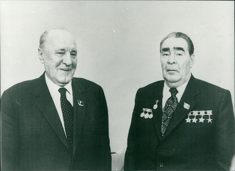 Janos Kadar and Leonid Breshnev - Vintage Photograph