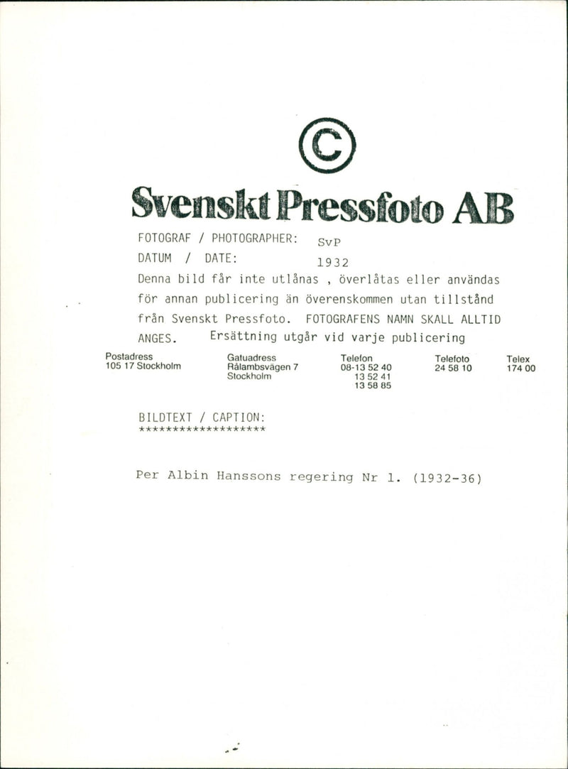 Per Albin Hansson. - Vintage Photograph