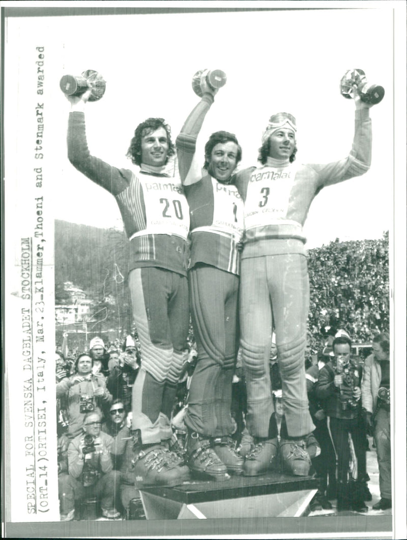 Klammer, Thoeni and Stenmark Awarded - Vintage Photograph