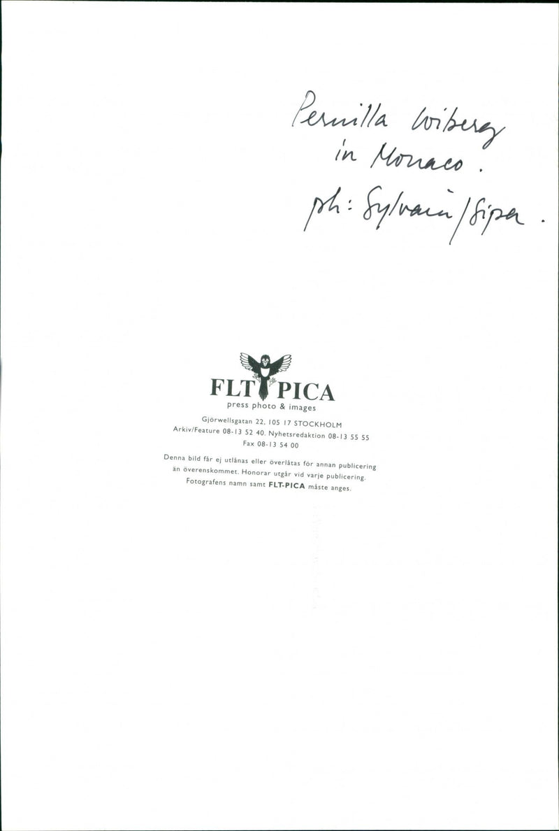 Pernilla Wiberg in Monaco - Vintage Photograph