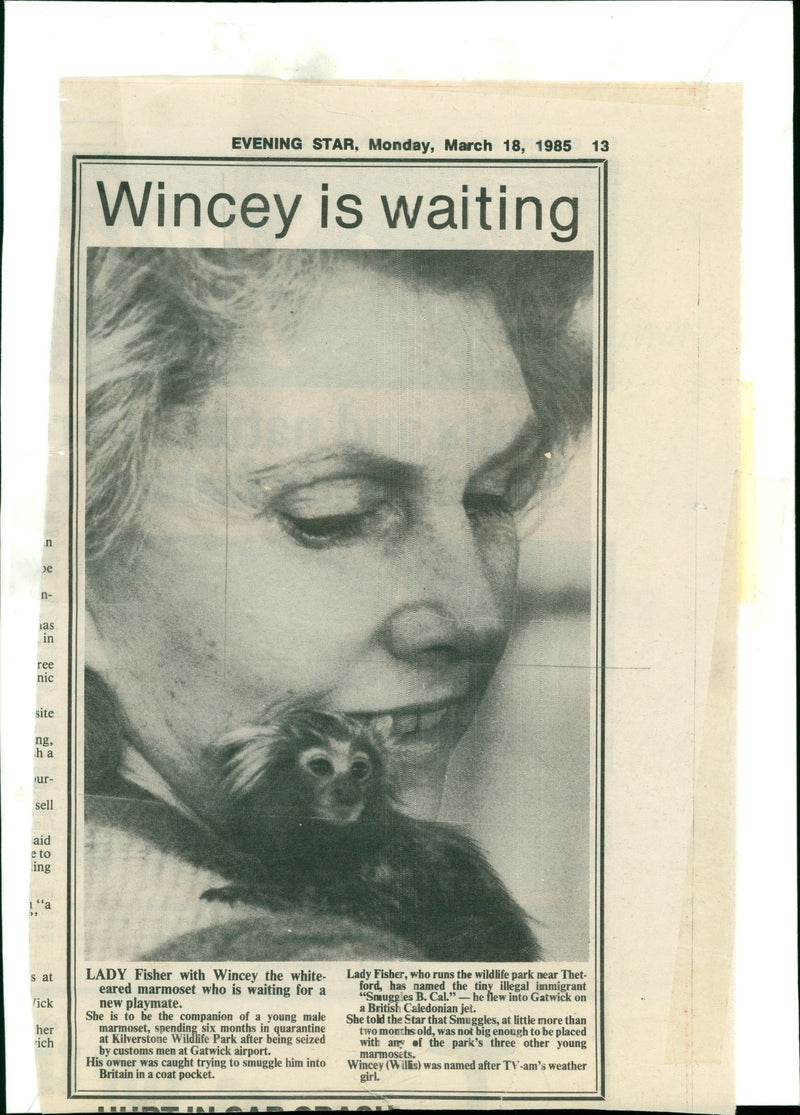 Lady Rosamund Fisher of Kilverstone Wildlife Park - Vintage Photograph