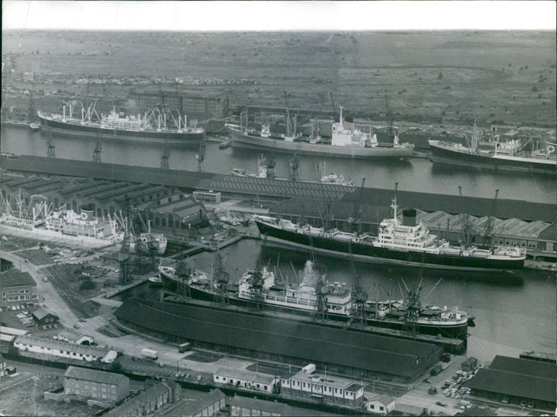 Ships Lying Idle in London Docks - Vintage Photograph