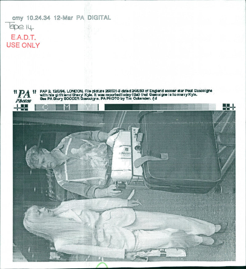 Paul Gascoigne and Sheryl Kyle - Vintage Photograph