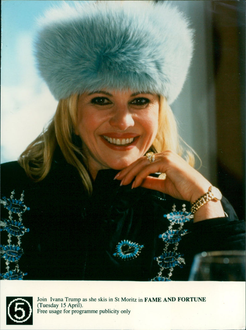 Ivana Trump skis in St. Moritz in Fame and Fortune - Vintage Photograph