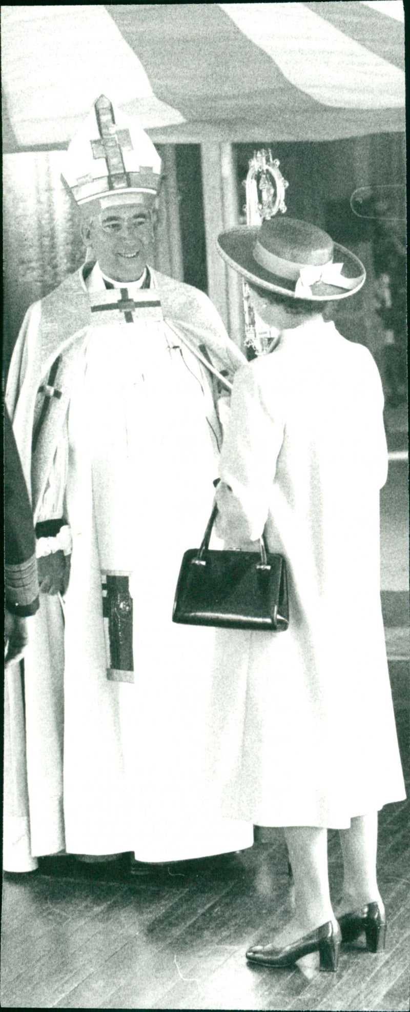 Queen Elizabeth II of England and Right Reverend John Waine. - Vintage Photograph