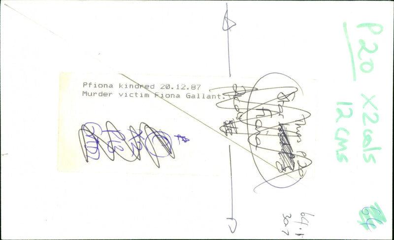 Pfiona kindred 20.12.87 Murder victim Fiona Gallant . hy cara .1 - Vintage Photograph