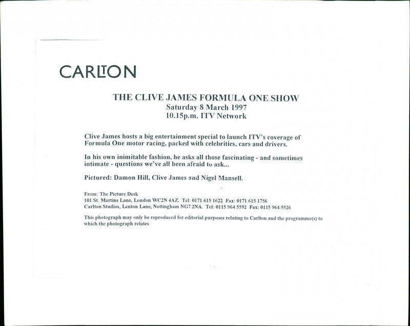 Damon Hill, Clive James, and Nigel Mansell - Vintage Photograph