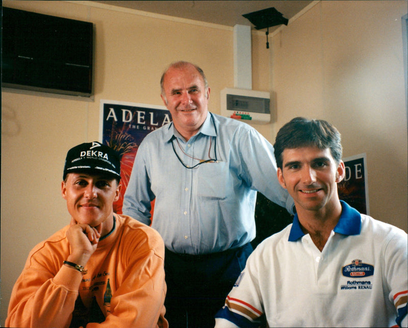 Michael Schumacher with Clive James and Damon Hill - Vintage Photograph