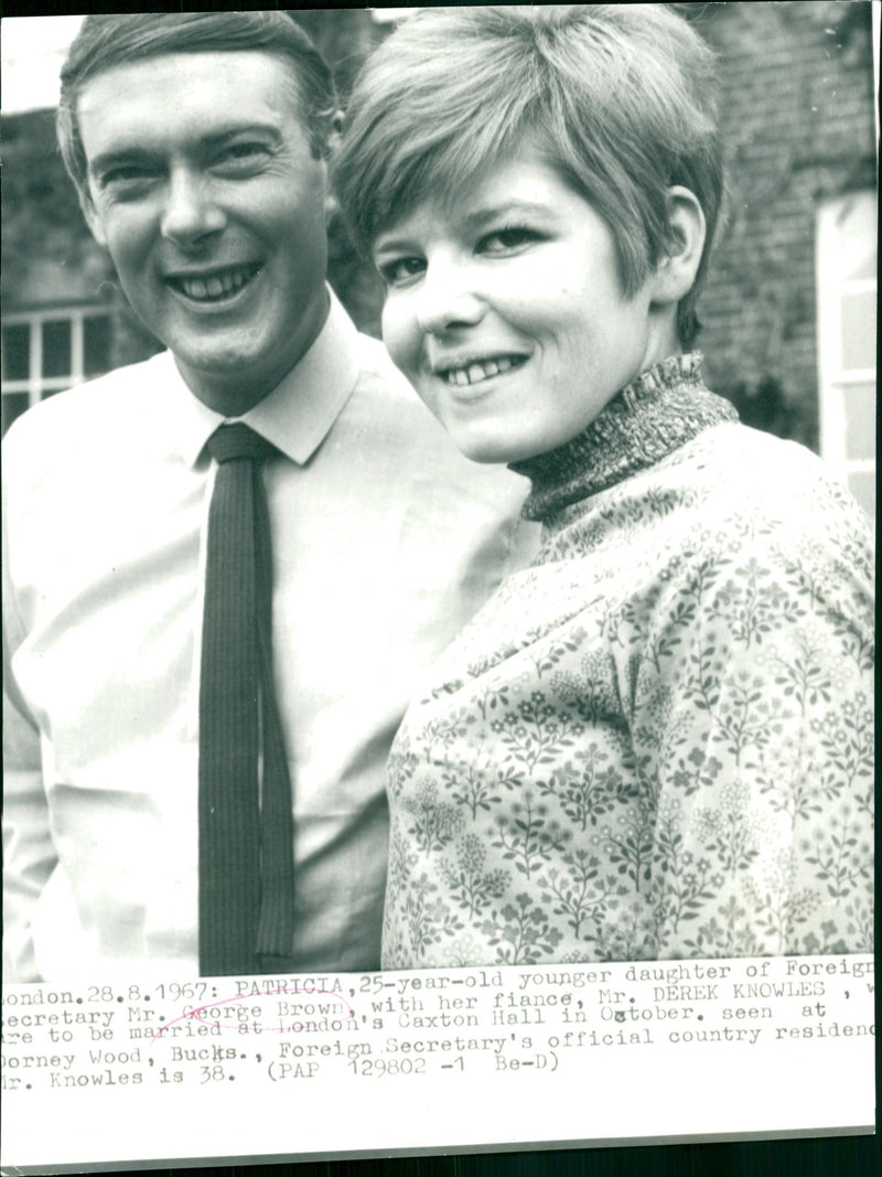 Patricia, daughter of George Brown, with her fiance, Mr. Derek Knowles - Vintage Photograph
