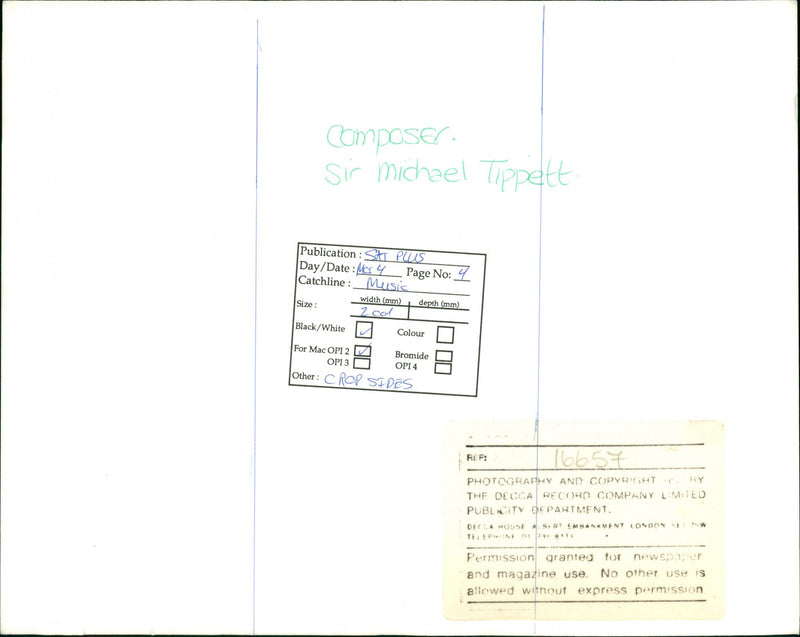 COMPANY WHITE MICHAEL COMPOSER MUSIC - Vintage Photograph