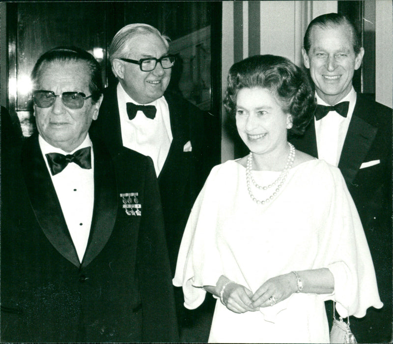 Josip Broz Tito with Queen Elizabeth II and Prince Philip - Vintage Photograph