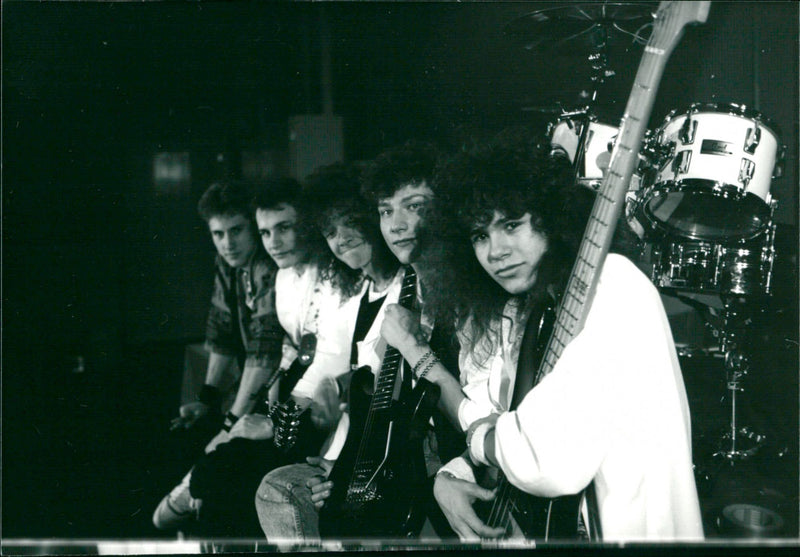 The TV show BULLEN. Hard rock musician Frasse Venizelos with his rock band - Vintage Photograph