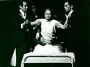 Derin Altay in the final scene as Evita Peron in the Broadway musical "Evita" at GÃ¶ta Lejon - Vintage Photograph