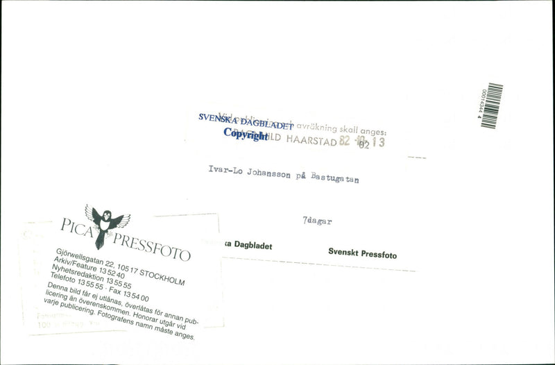 Author Ivar-Lo Johansson on Bastugatan - Vintage Photograph