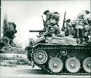 French soldiers enter a tank - Vintage Photograph